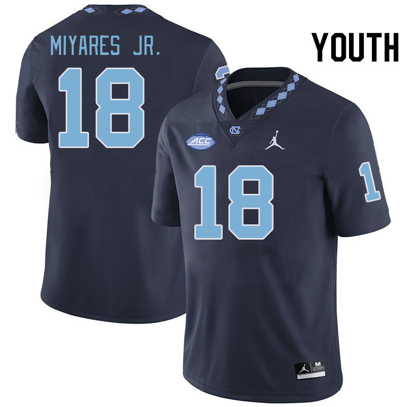 Youth #18 Andres Miyares Jr. North Carolina Tar Heels College Football Jerseys Stitched-Navy